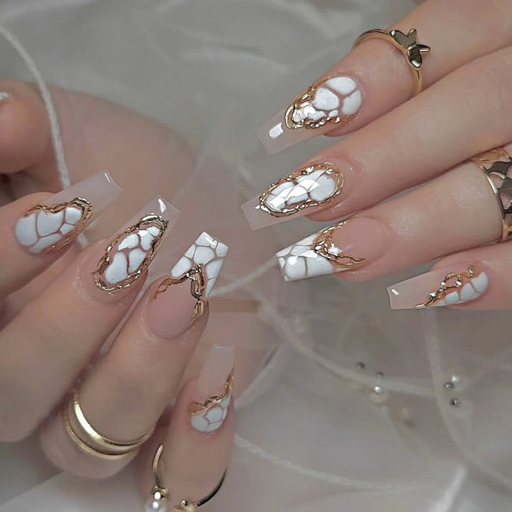Marble Effect Stiletto Nail Art Extensions Bowlift