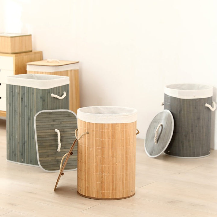 Laundry basket made of natural bamboo by Bowlift