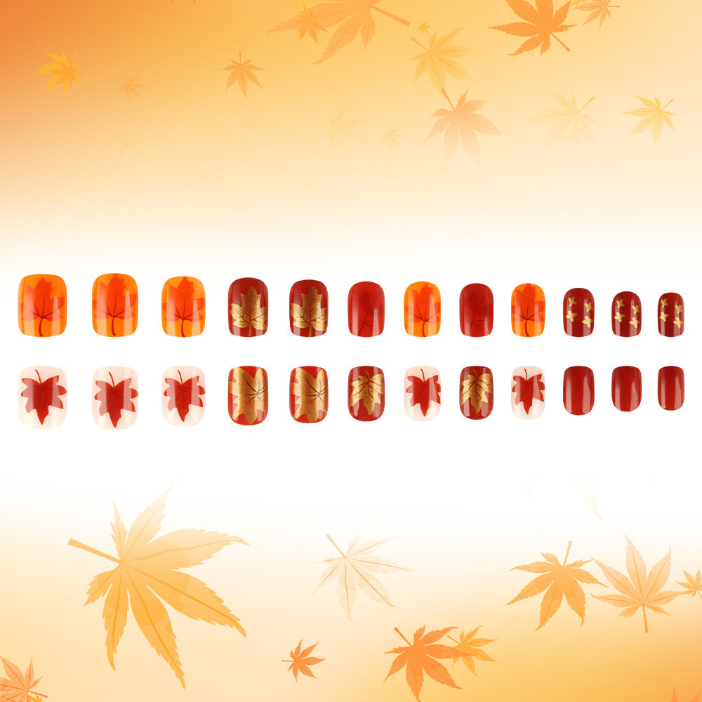 Autumn Leaf Design Gel Nail Art Bowlift