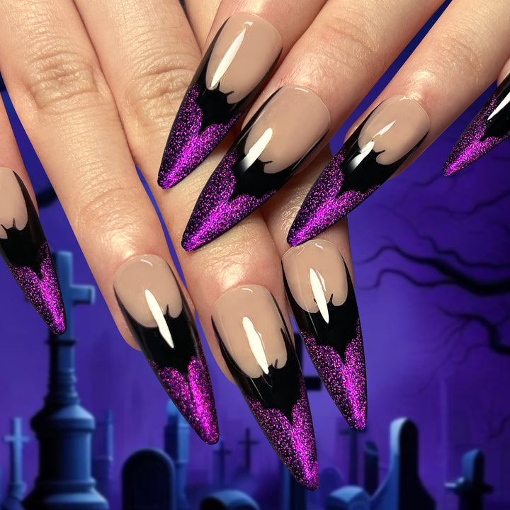Creative Stiletto Nail Art with Blood Red Accents Bowlift