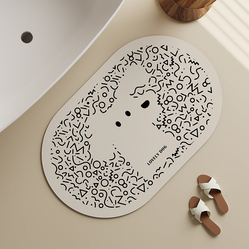 Decorative Dog-Themed Bath Mat Bowlift