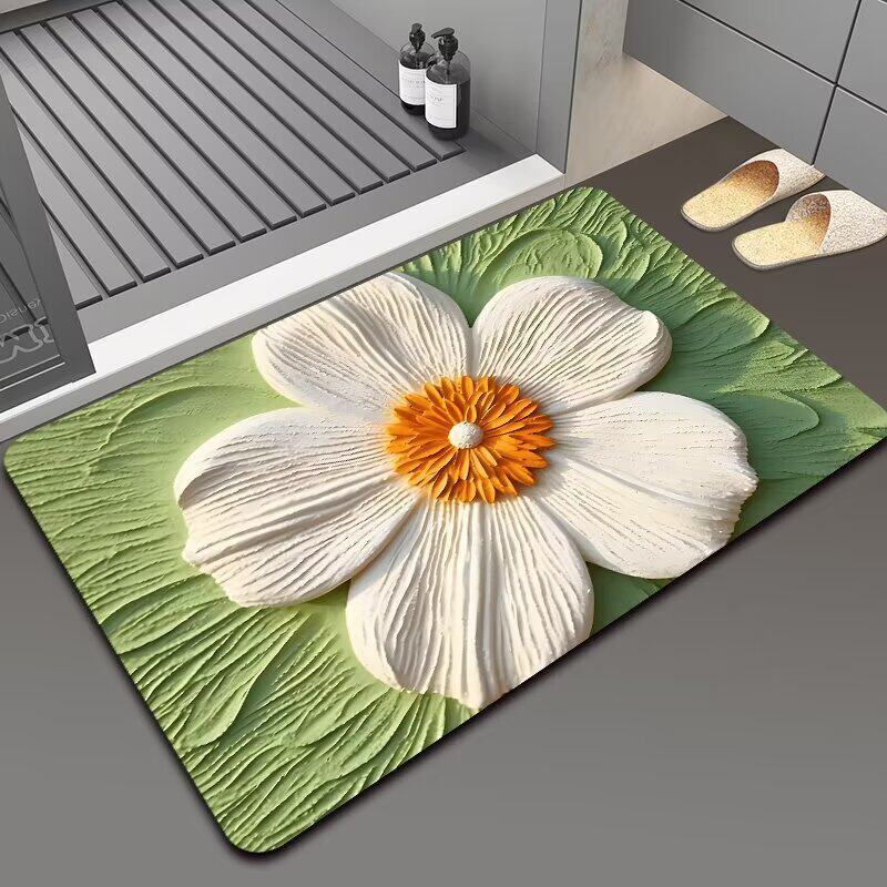 Floral-Themed Non-Slip Bath Mat Bowlift