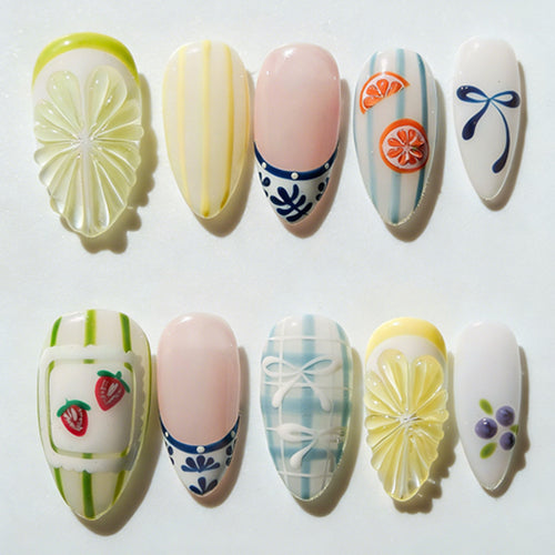 Artistic Press-On Nail Design Bowlift
