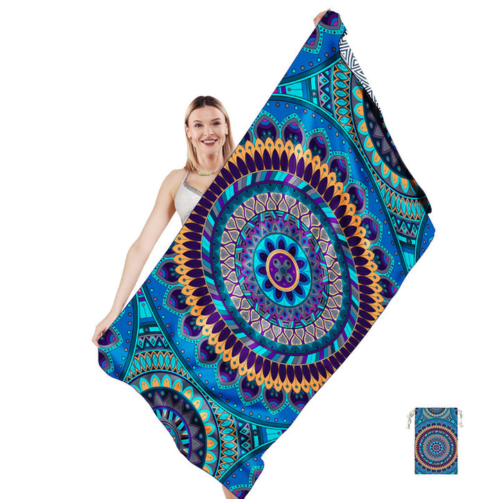 Multifunctional beach towel in creative mandala design Bowlift