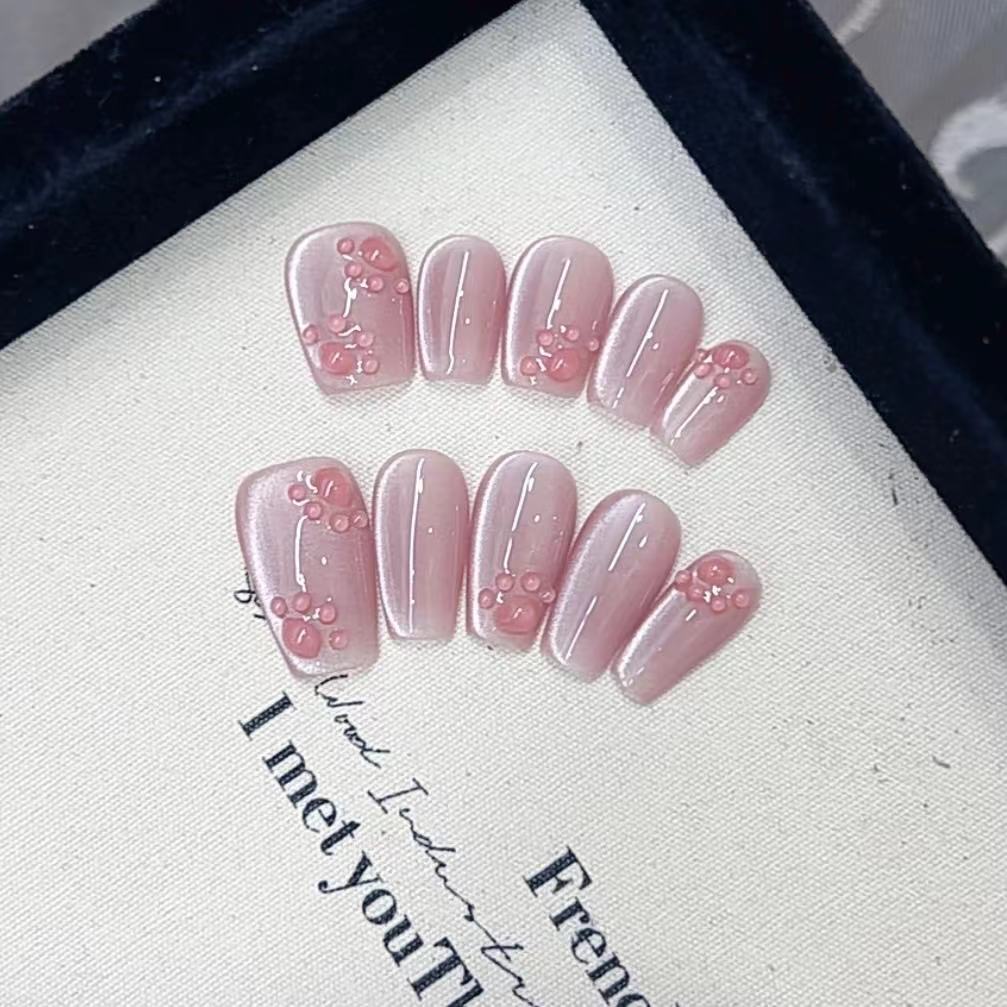 Artistic French Tip Press-On Nails Bowlift