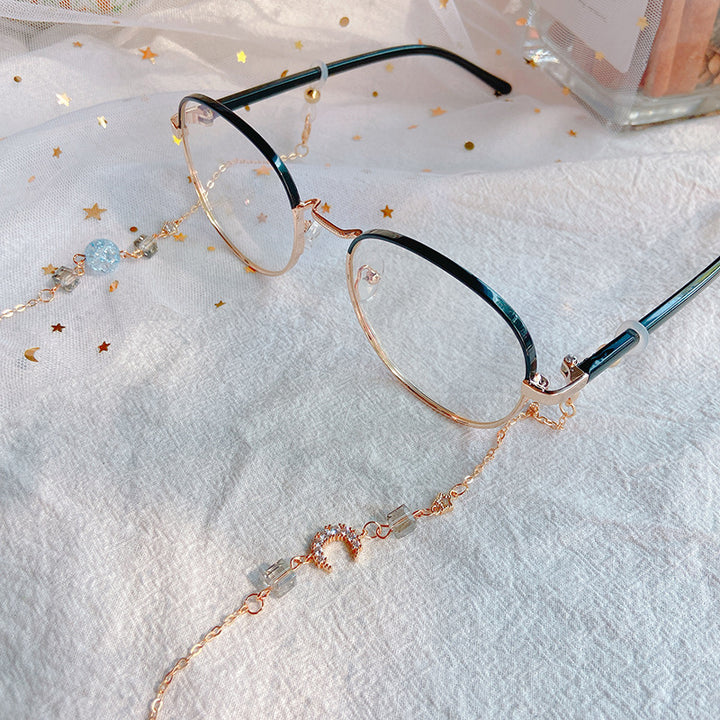 Fashionable Glasses Holder Chain Made of Sparkling Metal Bowlift