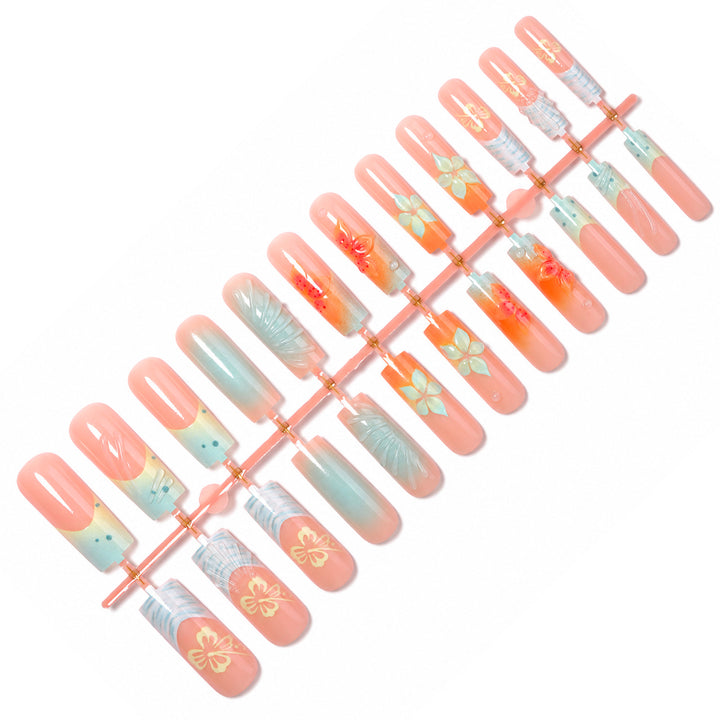 Artificial nail set with floral and luxurious decorations Bowlift