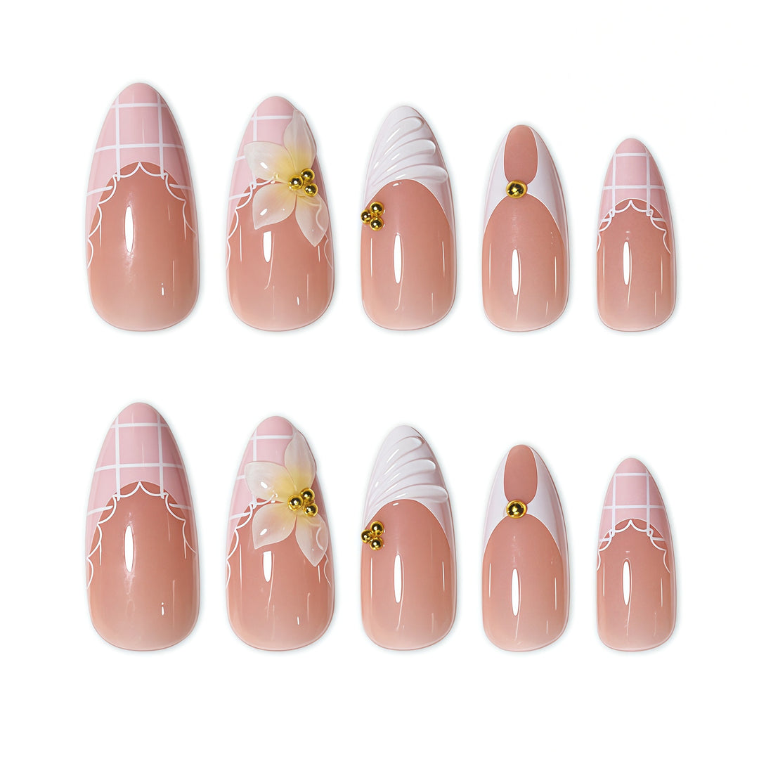 Elegant Floral Design Nail Extensions Bowlift