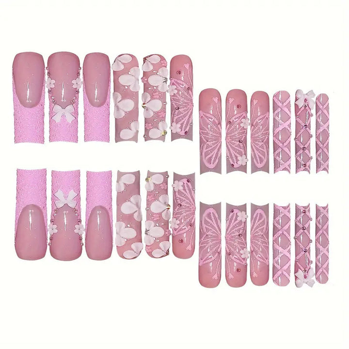 Decorative 3D Floral Press-On Nail Art Bowlift