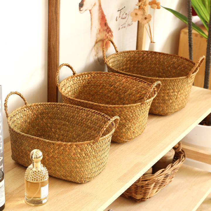 Artisan Woven Storage Basket with Handles Bowlift
