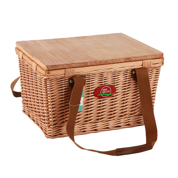 Ladies picnic basket made of high-quality natural material with sturdy wooden lid Bowlift