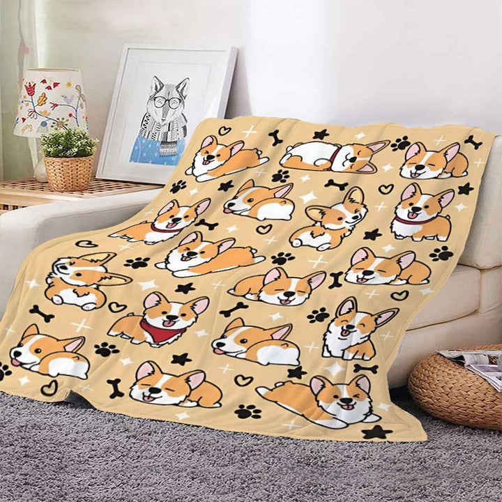 Cute Corgi-Themed Plush Blanket