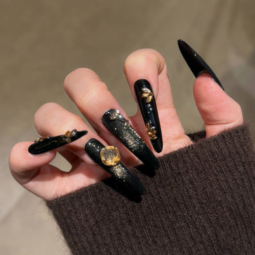 Premium Glittering Stiletto Press-On Nail Set Bowlift