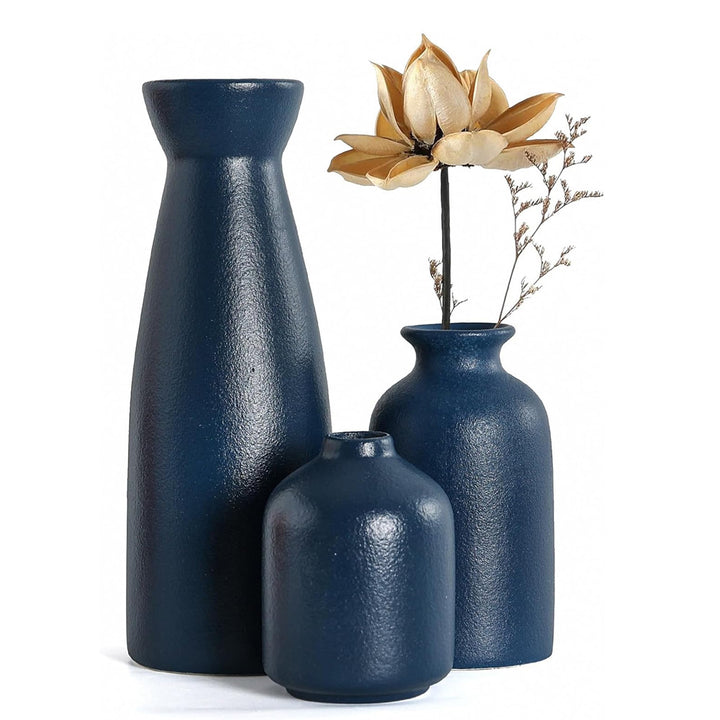 Textured Ceramic Flower Vase Set