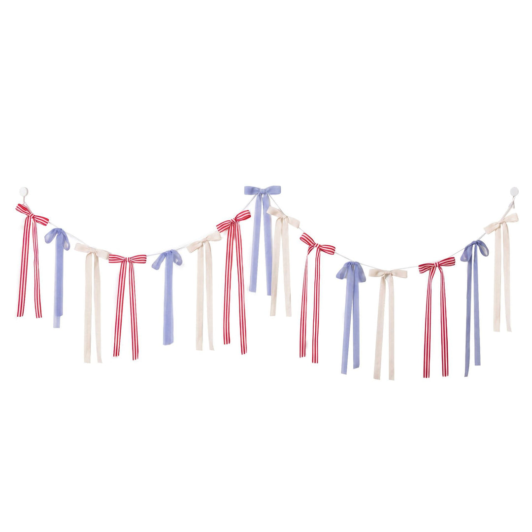 Unisex decorative bow garland with long ribbons and self-adhesive hangers Bowlift