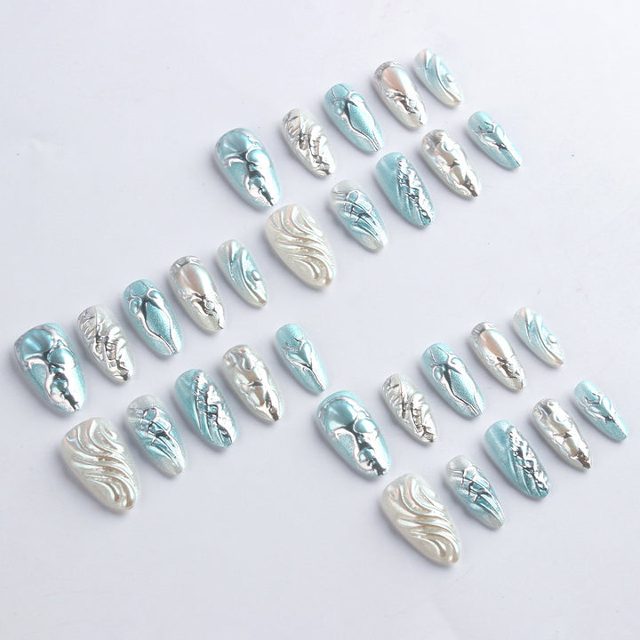 Artistic Metallic Press-On Nail Set Bowlift
