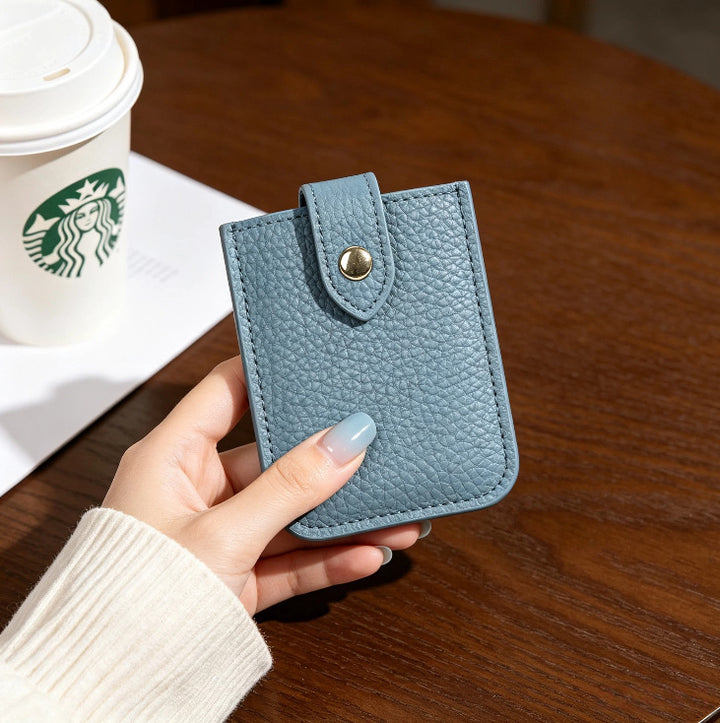 Textured Leather Cardholder with Snap Closure Bowlift