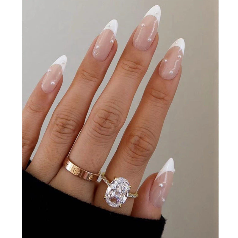 Elegant French Tip Stiletto Press-On Nails Bowlift