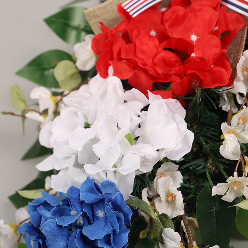 Women Decorative Wall Wreath with Colorful Artificial Flowers and Bow Bowlift