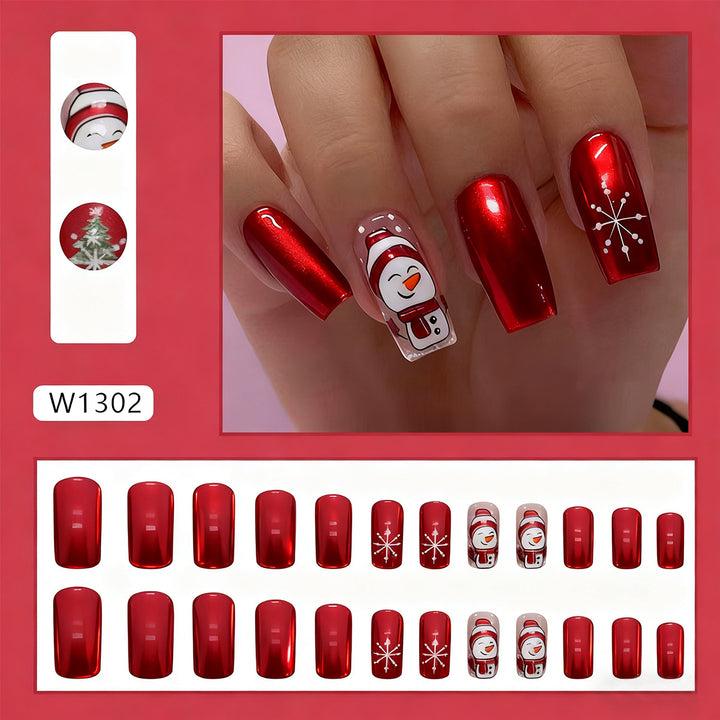 Festive artificial nails with snowman design Bowlift