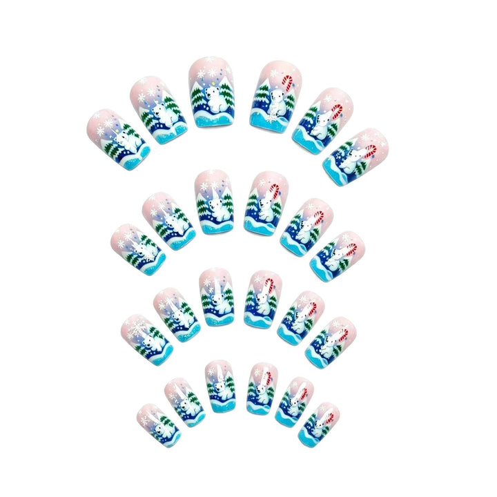 Artificial nails with cute winter landscape design Bowlift