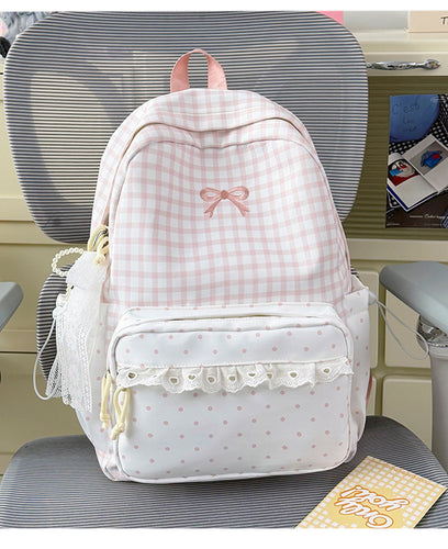 Cute Checkered Patterned School Backpack