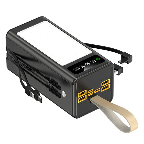 High-tech power bank with integrated LED lighting and multifunctional cable system Bowlift