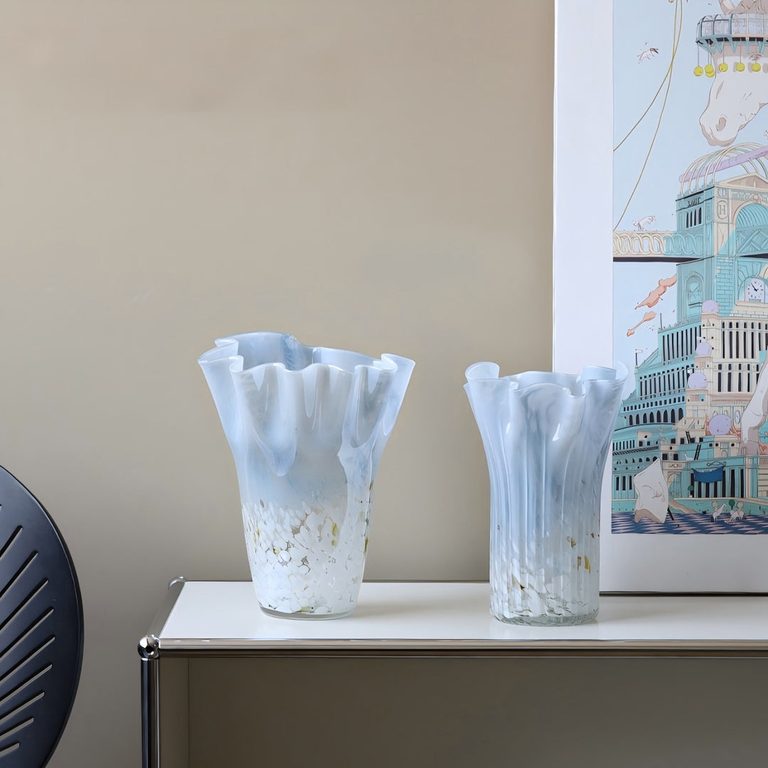 Elegant Glass Vase with Artistic Wave Design Bowlift