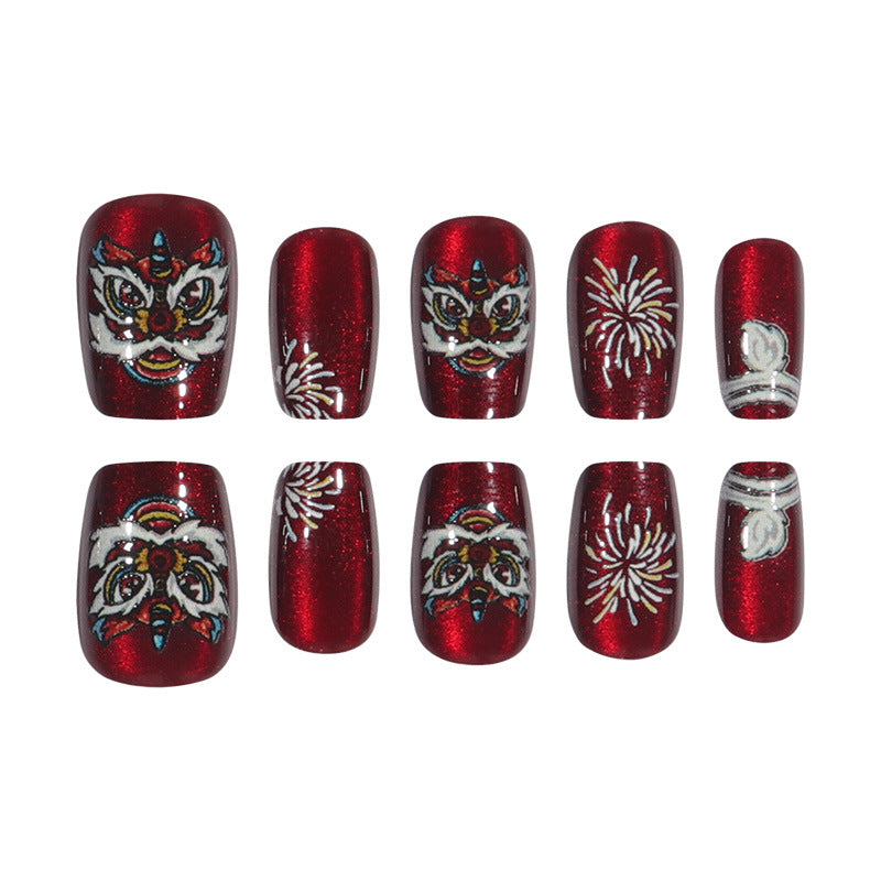 Artistic Holiday-Themed Press-On Nail Design Bowlift