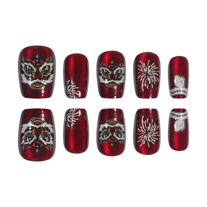 Artistic Holiday-Themed Press-On Nail Design Bowlift