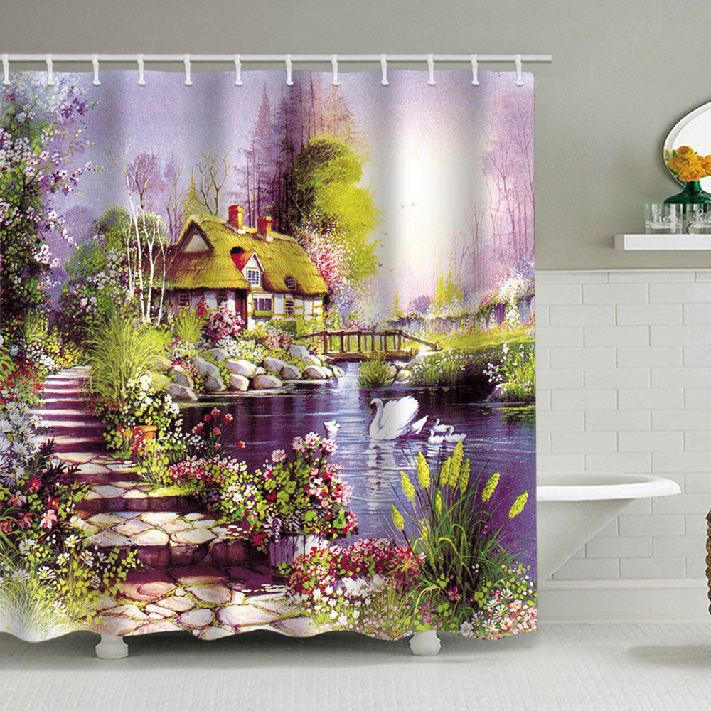 Rustic Garden-Themed Shower Curtain Bowlift