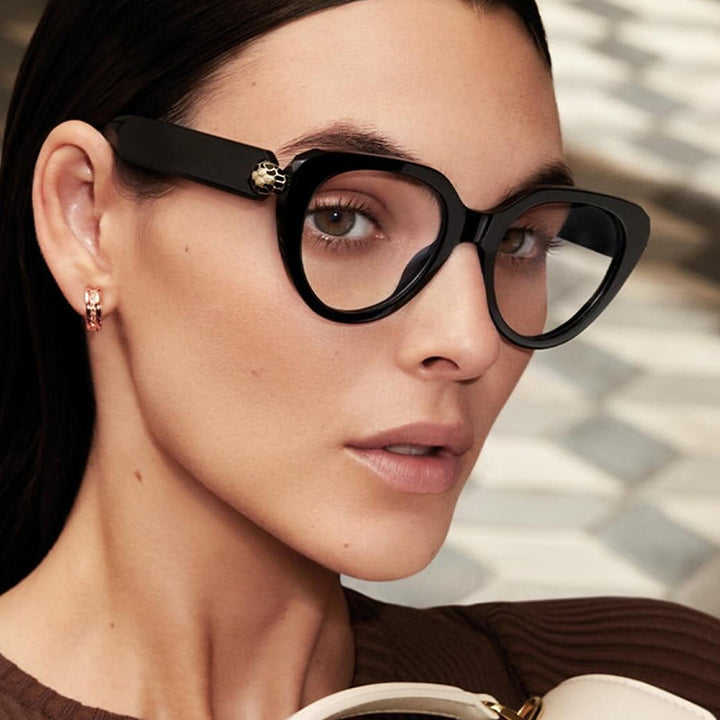 Ladies Cat-Eye Sunglasses with Golden Accents and Protective UV Filter Bowlift