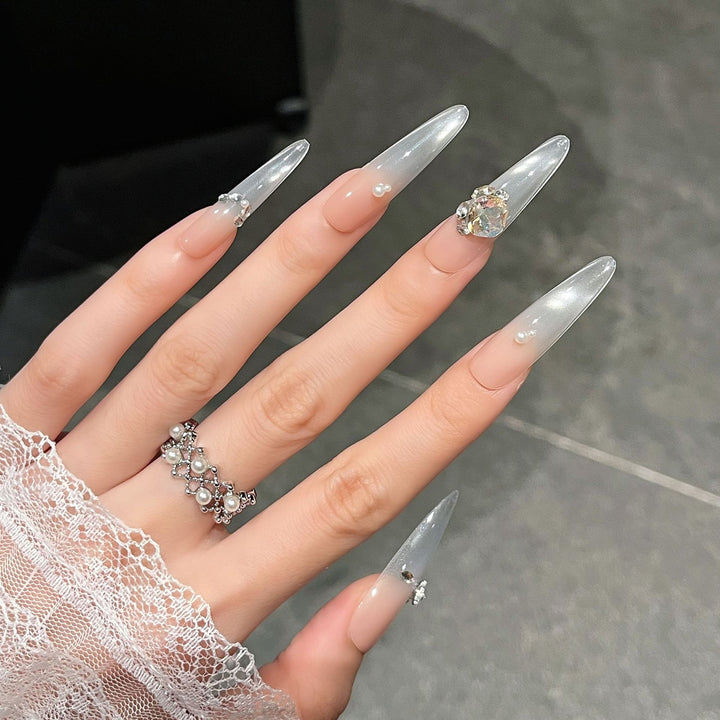 Luxury Crystal-Studded Press-On Nail Extensions Bowlift