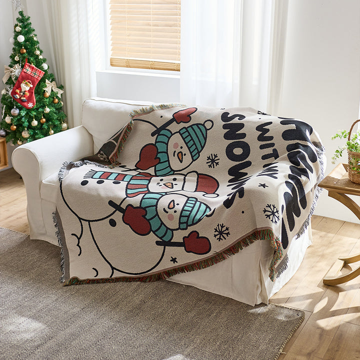 Cozy Festive Cartoon Throw Blanket