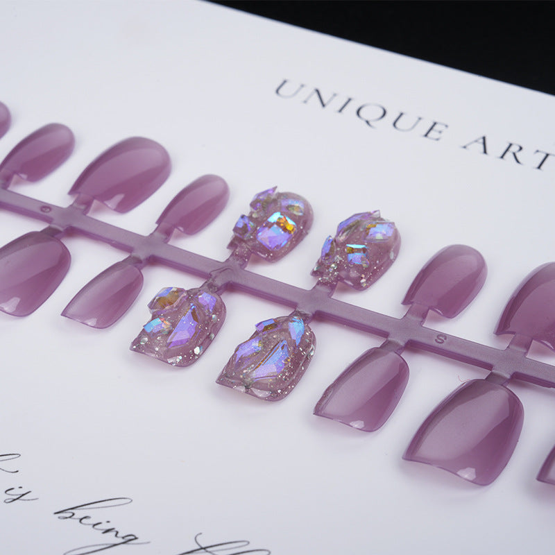 Premium Press-On Nail Set with Glossy and Glitter Accents Bowlift