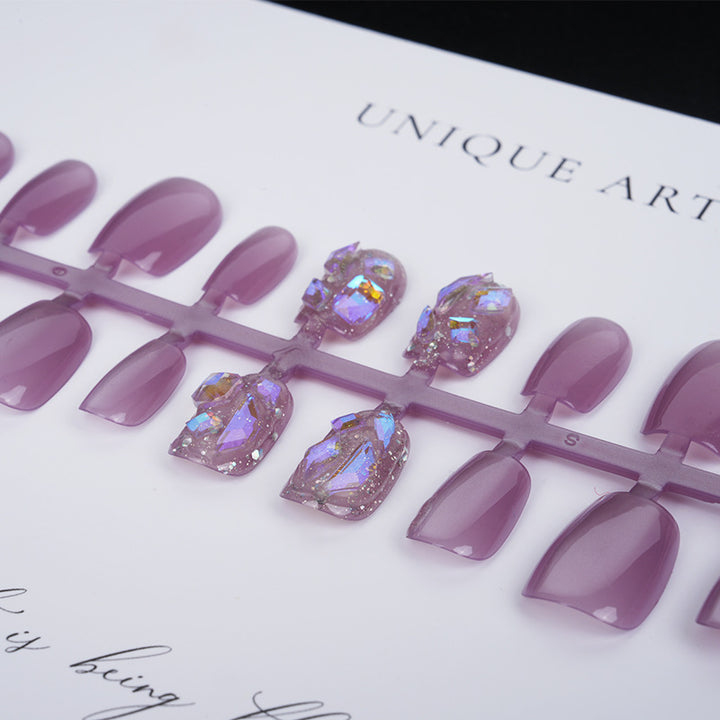 Premium Press-On Nail Set with Glossy and Glitter Accents Bowlift