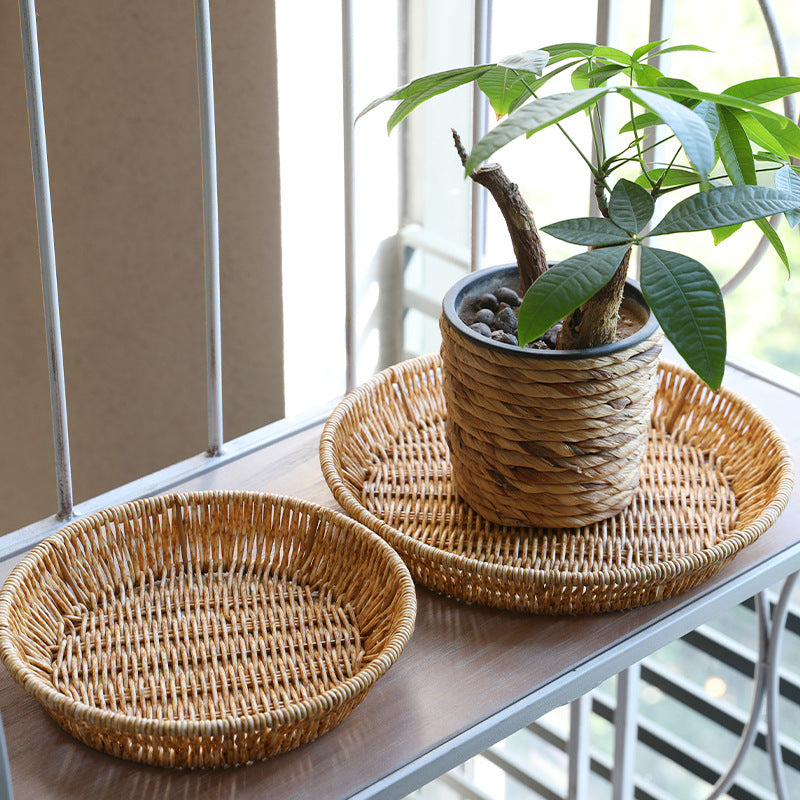 Unisex Round Bowl with Handwoven Rattan Bowlift
