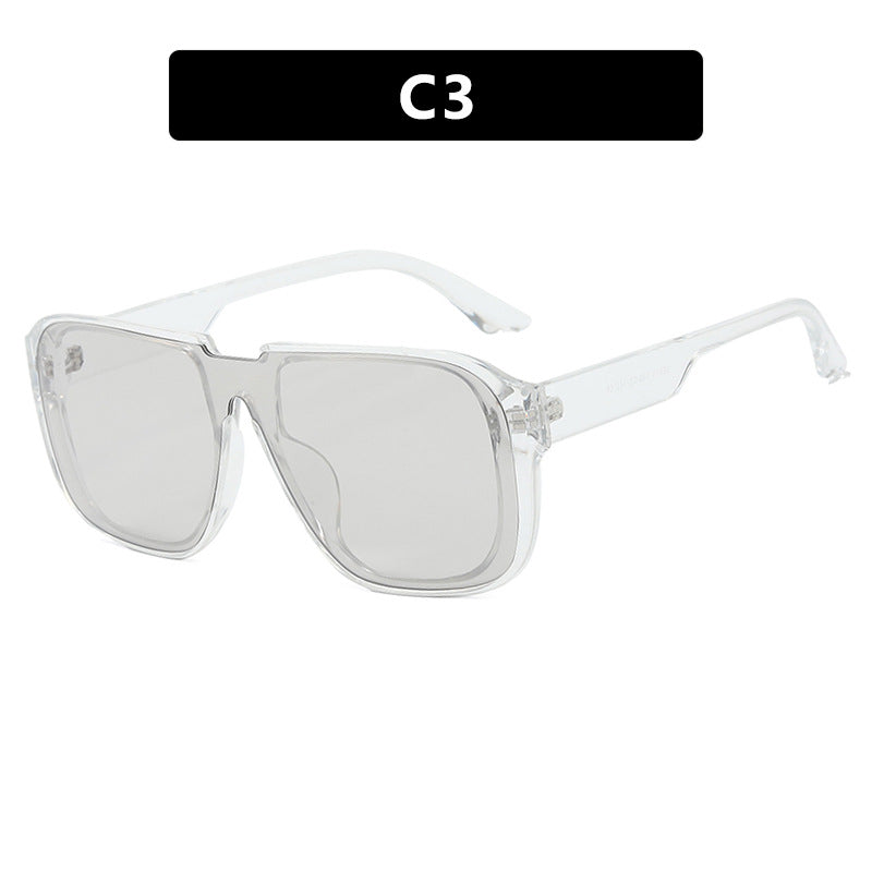 Ladies trendy square sunglasses with transparent green frame and protective UV filter Bowlift