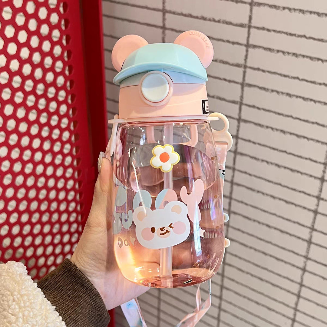 Women Playful Children's Drinking Bottle with Integrated Straw Bowlift