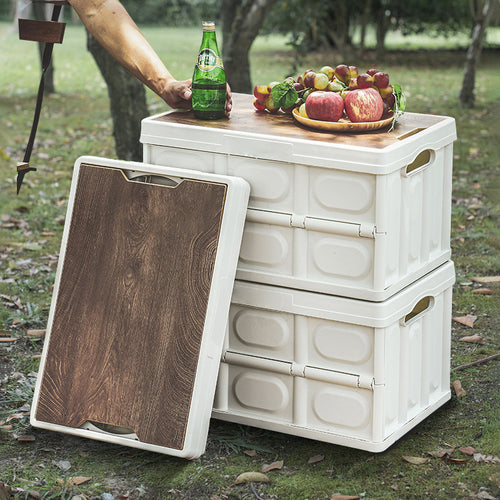 Storage box with wooden surface Bowlift