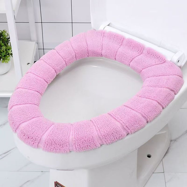 Plush Terry Microfiber Cushioned Toilet Seat Cover with Elastic Fit Bowlift