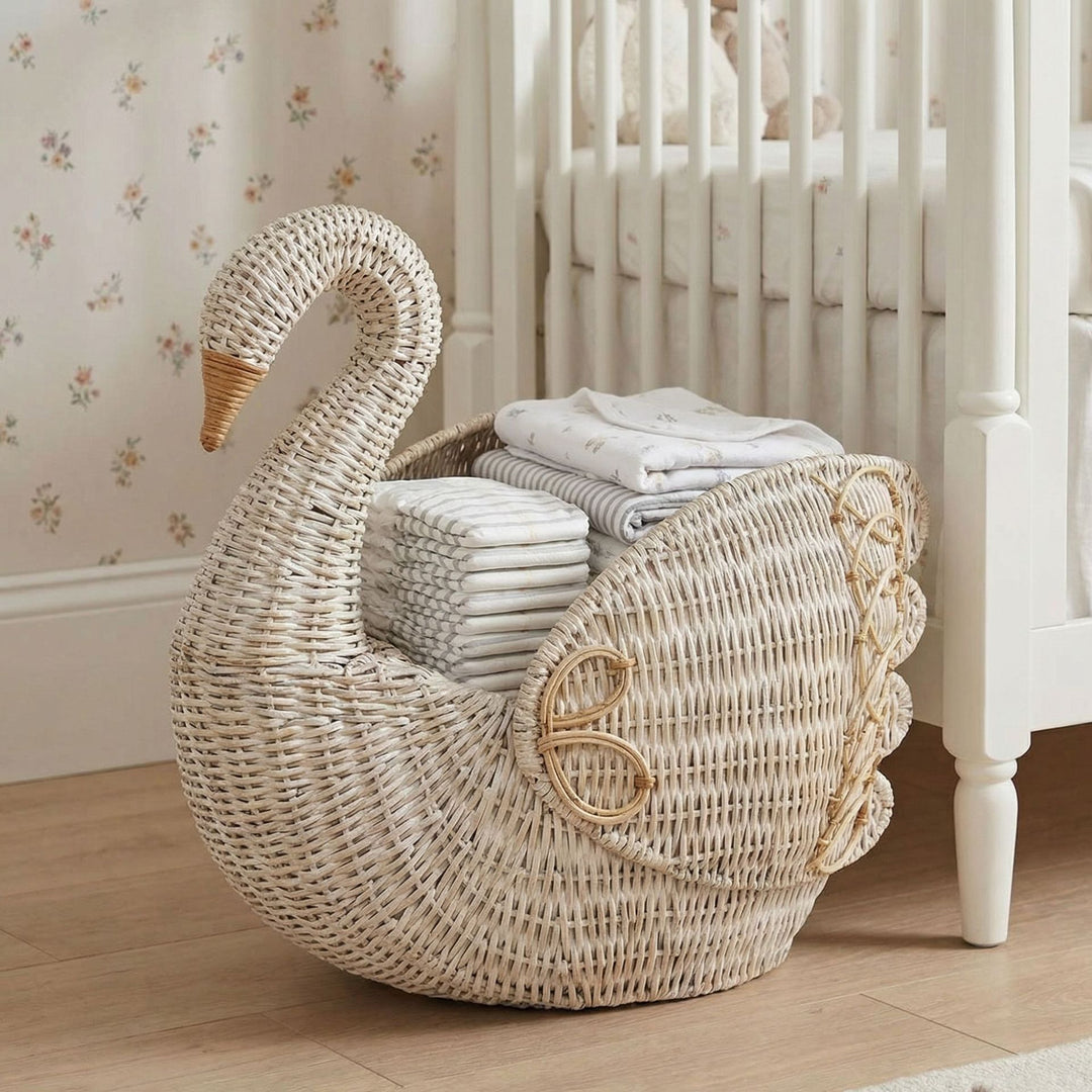 Playful laundry basket in the shape of a swan Bowlift