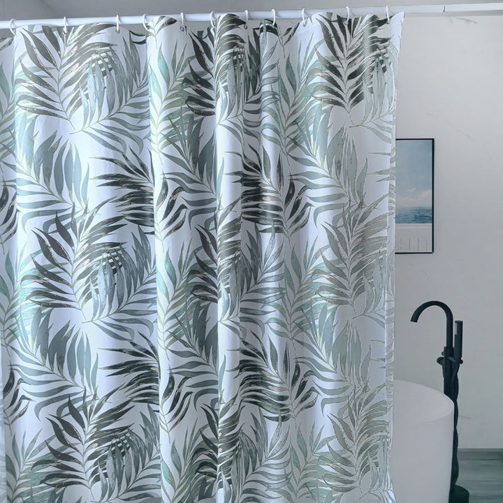 Tropical Leaf Design Shower Curtain Bowlift