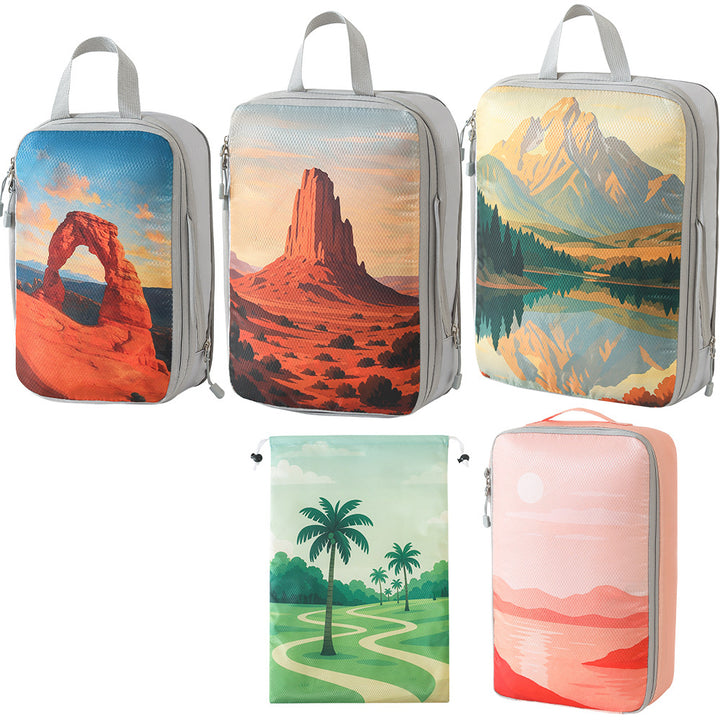 Set of travel organizers with unique nature motifs Bowlift