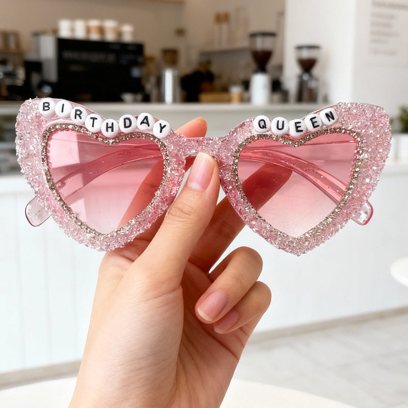 Rhinestone-Embellished Heart Sunglasses Bowlift