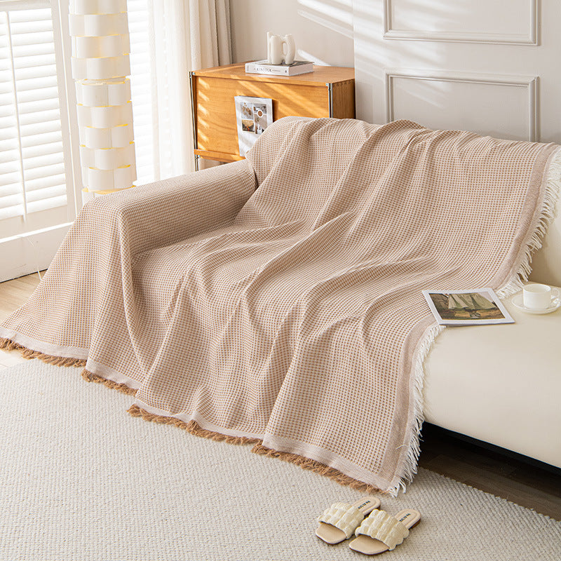 Decorative Fringed Geometric Jacquard Sofa Throw Cover Bowlift