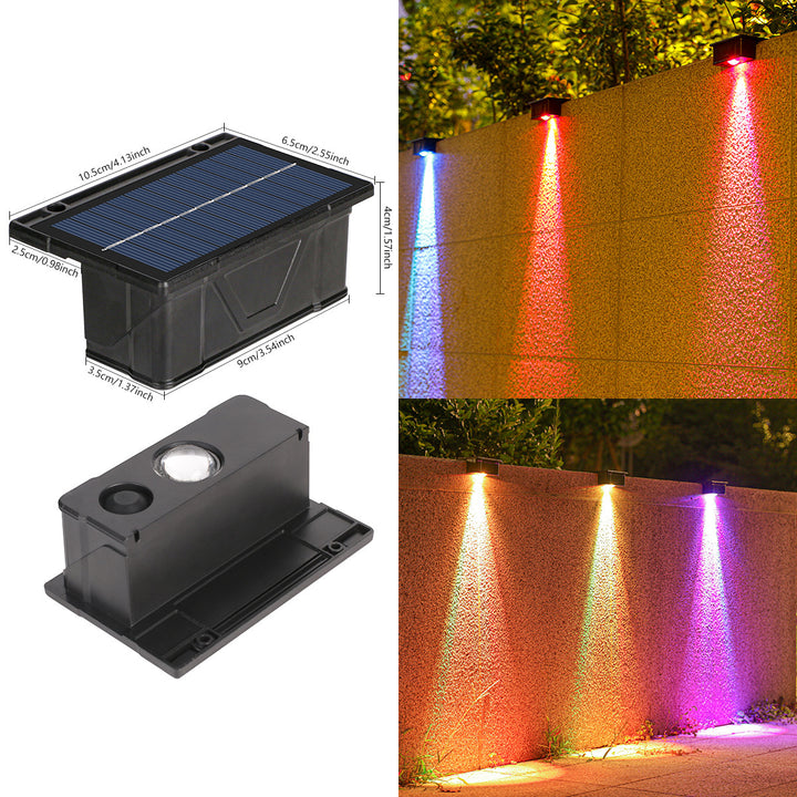 Outdoor Solar RGB Dual-Beam Wall Light With Integrated Photovoltaic Panel And Weather-Resistant Mounting Base Bowlift