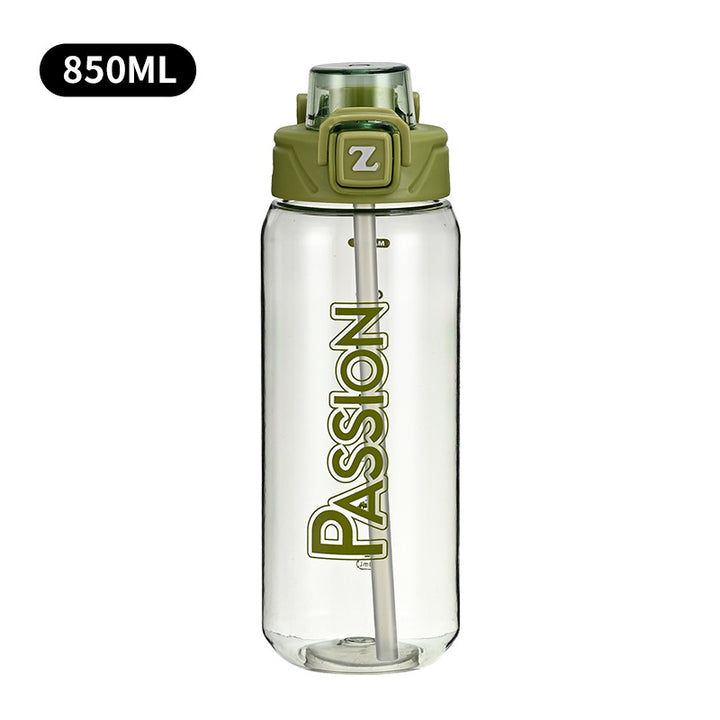 Ladies drinking bottle with integrated measuring system and flip-top closure Bowlift