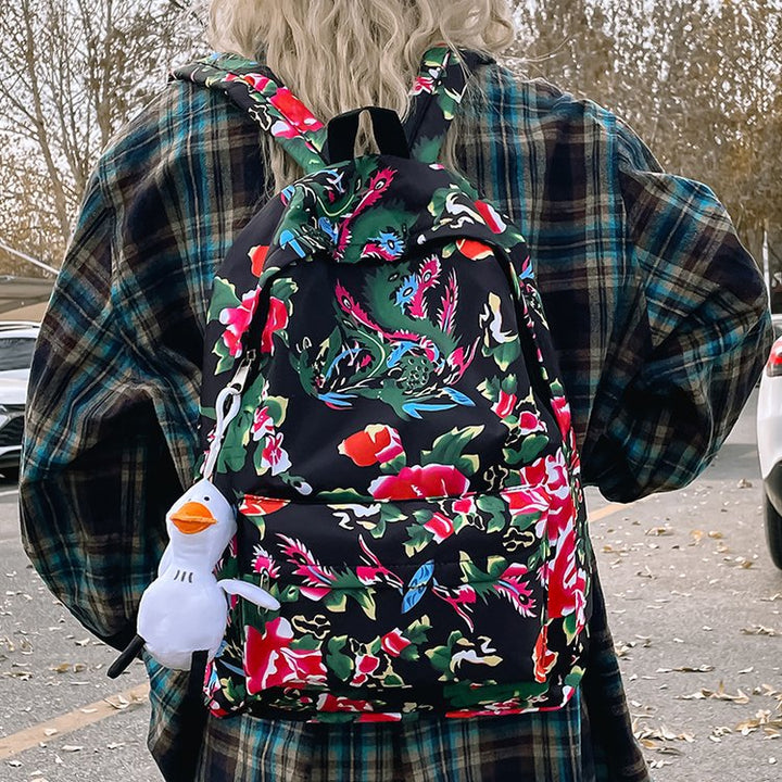 Leisure backpack with colorful floral pattern Bowlift