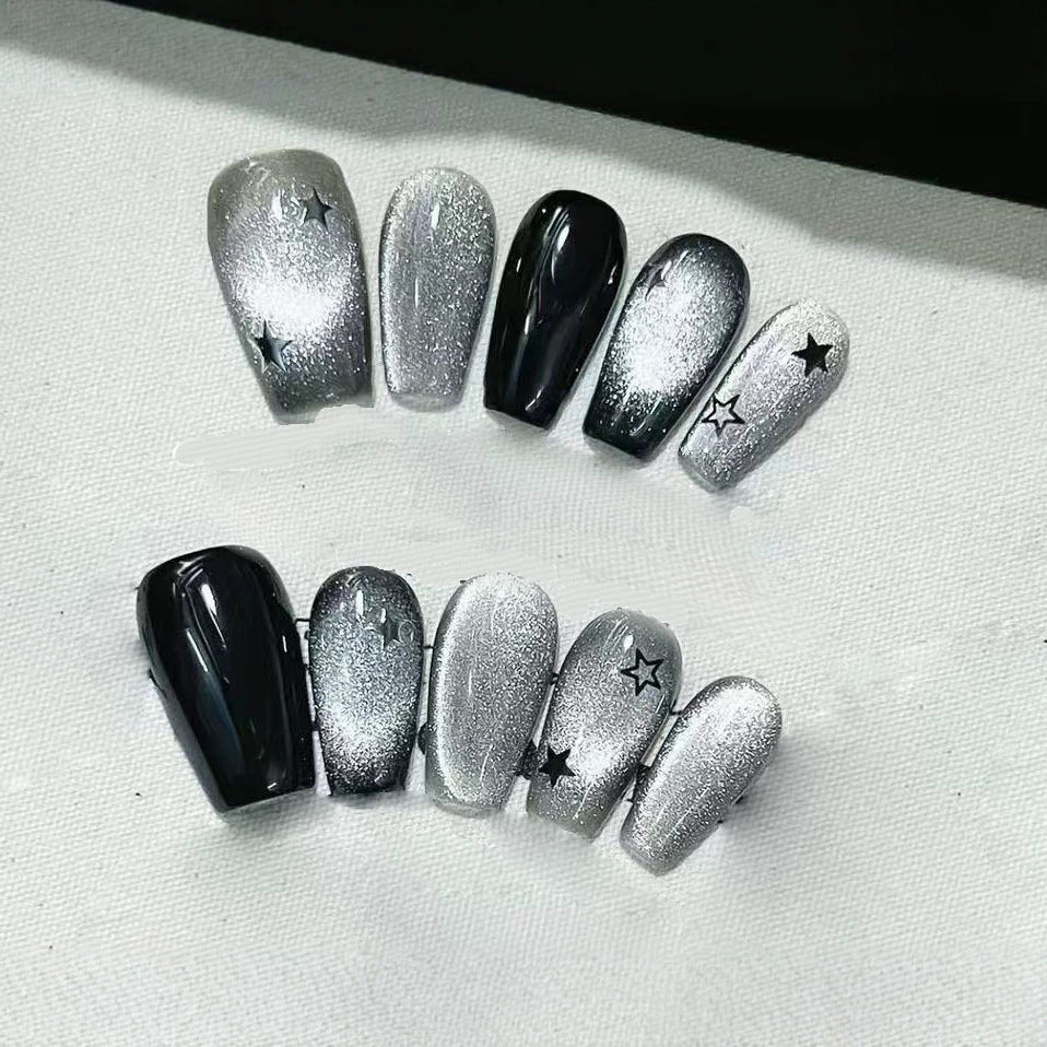 Glittery Star-Pattern Press-On Nail Art Set Bowlift